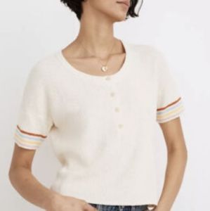 Madewell Henley Sweater Tee w Rainbow Stripe Size M